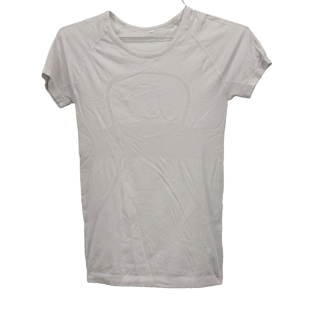 Lululemon White Swiftly Tech Short Sleeve Crew Stretch Size 6 Shirt Top‎ Womens